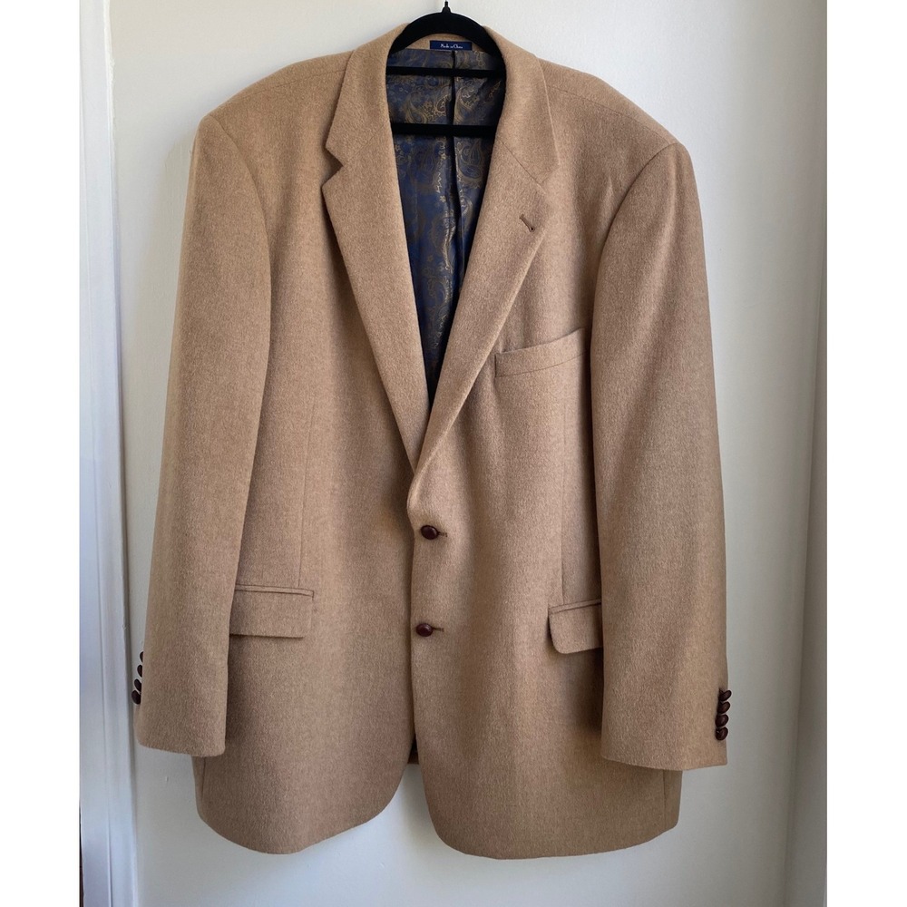 Turnbury Sport Coat Blazer Mens 50 L Tan 100% Camel Hair Paisley Lining